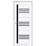 Межкомнатная дверь Compania Белый мат черное стекло Leador