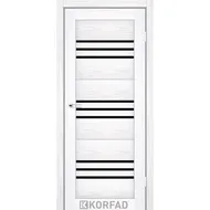Межкомнатная дверь Florence FL-05 Белая лиственница черное стекло Korfad