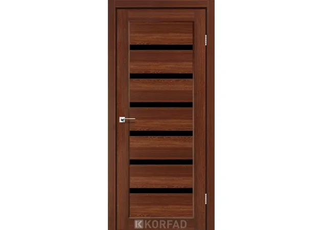 Фото 1 - Межкомнатная дверь Porto Deluxe PD-01 Орех черное стекло Korfad
