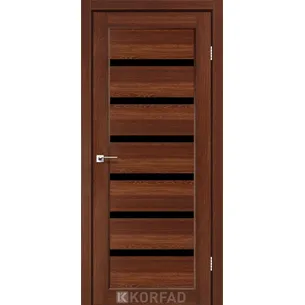Міжкімнатні двері Porto Deluxe PD-01 Горіх чорне скло Korfad