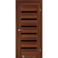 Межкомнатная дверь Porto Deluxe PD-01 Орех черное стекло Korfad