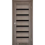 Межкомнатная дверь Porto Deluxe PD-01 Дуб грей черное стекло Korfad