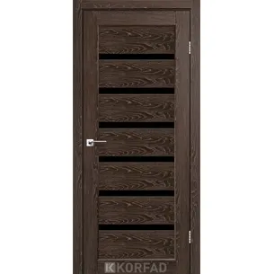 Міжкімнатні двері Porto Deluxe PD-01 Дуб марсала чорне скло Korfad