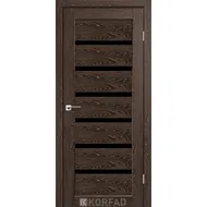 Межкомнатная дверь Porto Deluxe PD-01 Дуб марсала черное стекло Korfad