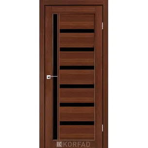 Міжкімнатні двері Valentino Deluxe VLD-01 Горіх чорне скло Korfad