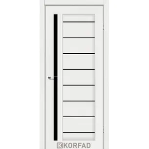 Міжкімнатні двері Venecia Deluxe VND-02 Білий ясень чорне скло Korfad