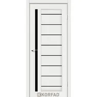 Міжкімнатні двері Venecia Deluxe VND-02 Білий ясень чорне скло Korfad