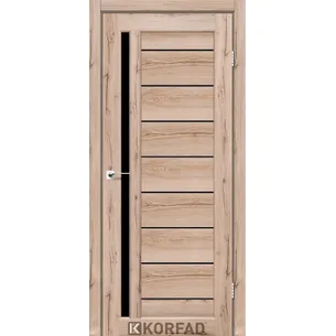 Міжкімнатні двері Venecia Deluxe VND-02 Дуб тобакко чорне скло Korfad