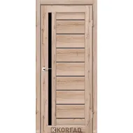 Міжкімнатні двері Venecia Deluxe VND-02 Дуб тобакко чорне скло Korfad