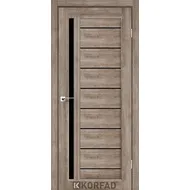 Міжкімнатні двері Venecia Deluxe VND-02 Эш-вайт чорне скло Korfad