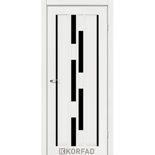 Міжкімнатні двері Venecia Deluxe VND-05 Білий ясен чорне скло Korfad
