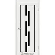 Міжкімнатні двері Venecia Deluxe VND-05 Білий ясен чорне скло Korfad