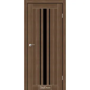 Міжкімнатні двері Арізона Горіх золотий чорне скло StilDoors