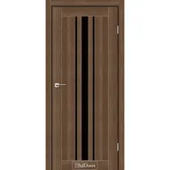 Міжкімнатні двері Арізона Горіх золотий чорне скло StilDoors