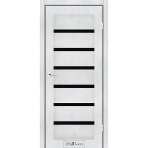 Міжкімнатні двері Флоріда Світлий бетон чорне скло StilDoors