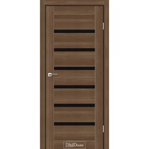 Міжкімнатні двері Флоріда Горіх золотий чорне скло StilDoors