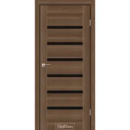 Міжкімнатні двері Флоріда Горіх золотий чорне скло StilDoors