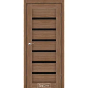 Міжкімнатні двері Флоріда Італійський горіх чорне скло StilDoors