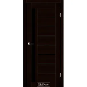 Міжкімнатні двері Лондон Венге преміум чорне скло StilDoors