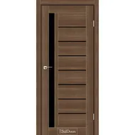 Міжкімнатні двері Лондон Горіх золотий чорне скло StilDoors