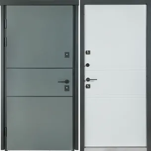 Вхідні двері COTTAGE МОДЕЛЬ703 / 237 Metalic grey / Вулична Білий атласний ТМ Булат