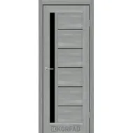 Міжкімнатні двері Octavia чорне скло   ясень сталевий  Korfad Express